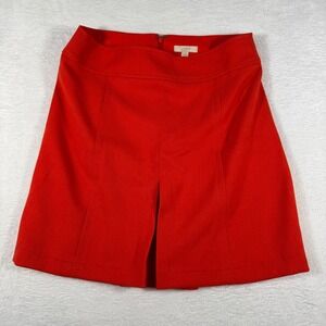 Ann Taylor LOFT Red Structured Front Slit Mini Skirt Women Size6 Career Textured